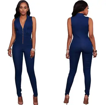 

Brand Jeans Women Jumpsuit Denim Romper Overalls Casual Long Trouser YILAILI Basic Denim Pants Slim Leg Rompers Female Bodysuits