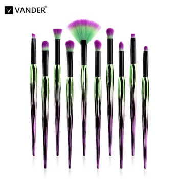 

Colored 10Pcs Makeup Brushes Set Face & Eye Foundation Powder Blush Rainbow Make Up Eyeshadow Blending pincel maquiagem Kits