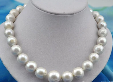 

huij 004122 Rare huge 18"13-18mm round white reborn keshi pearl necklace