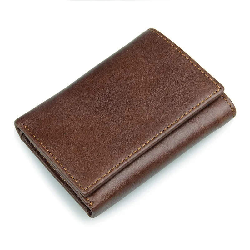 

Nesitu Vintage Short Size Brown Color Real Skin Genuine Leather Men Wallets Cowhide Man Purse Credit Card Holder #M8105