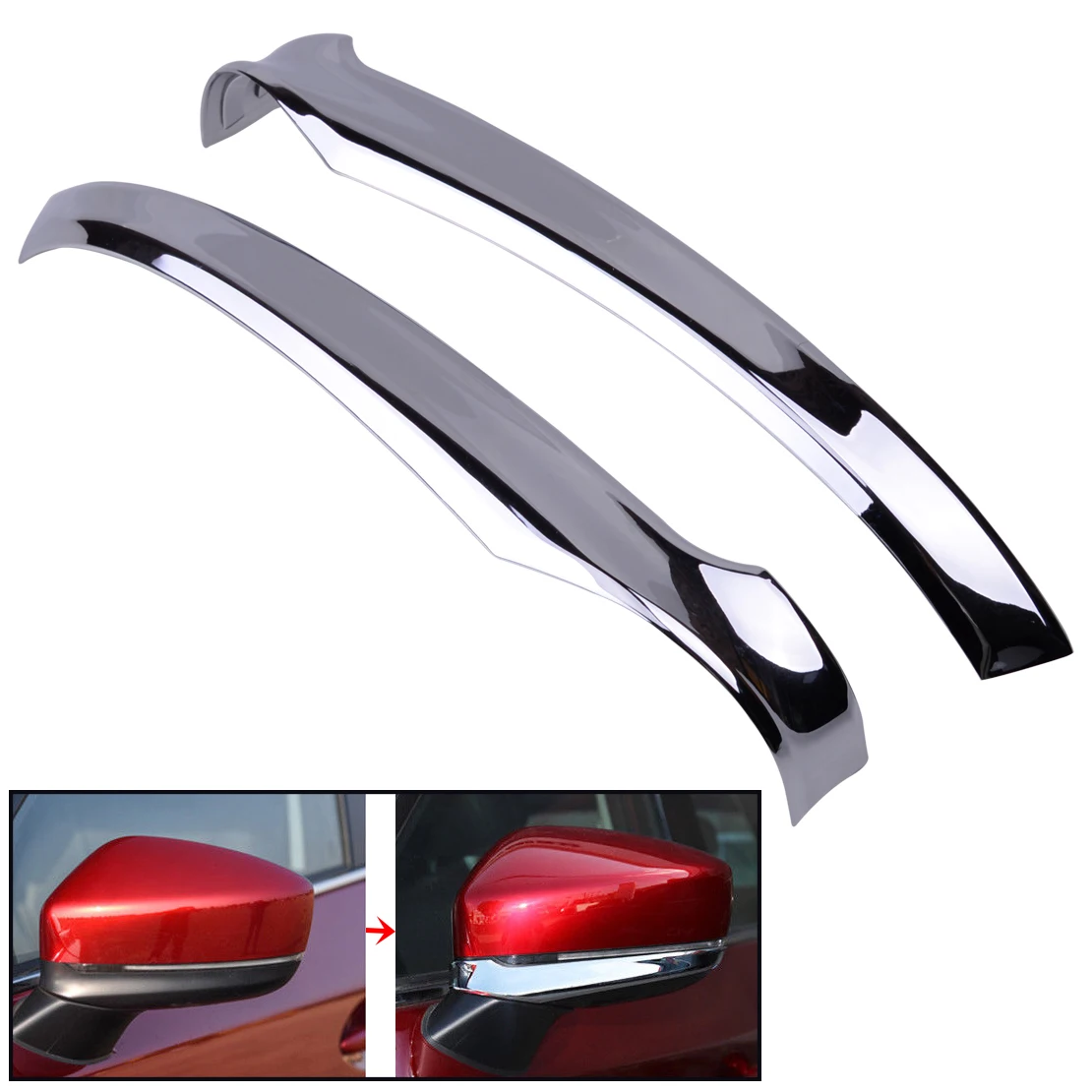 

CITALL ABS Plastic Chrome Rear View Mirror Side Molding Trim Fit for Mazda CX-5 2017 2018 Car Accessories