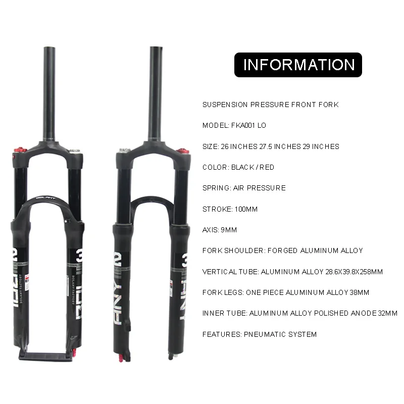Двойной воздушная камера велосипедная амортизационная вилка Алюминий воздуха газовый амортизатор 100 мм передняя вилка 26/27. 5/29 дюймов горный велосипед части