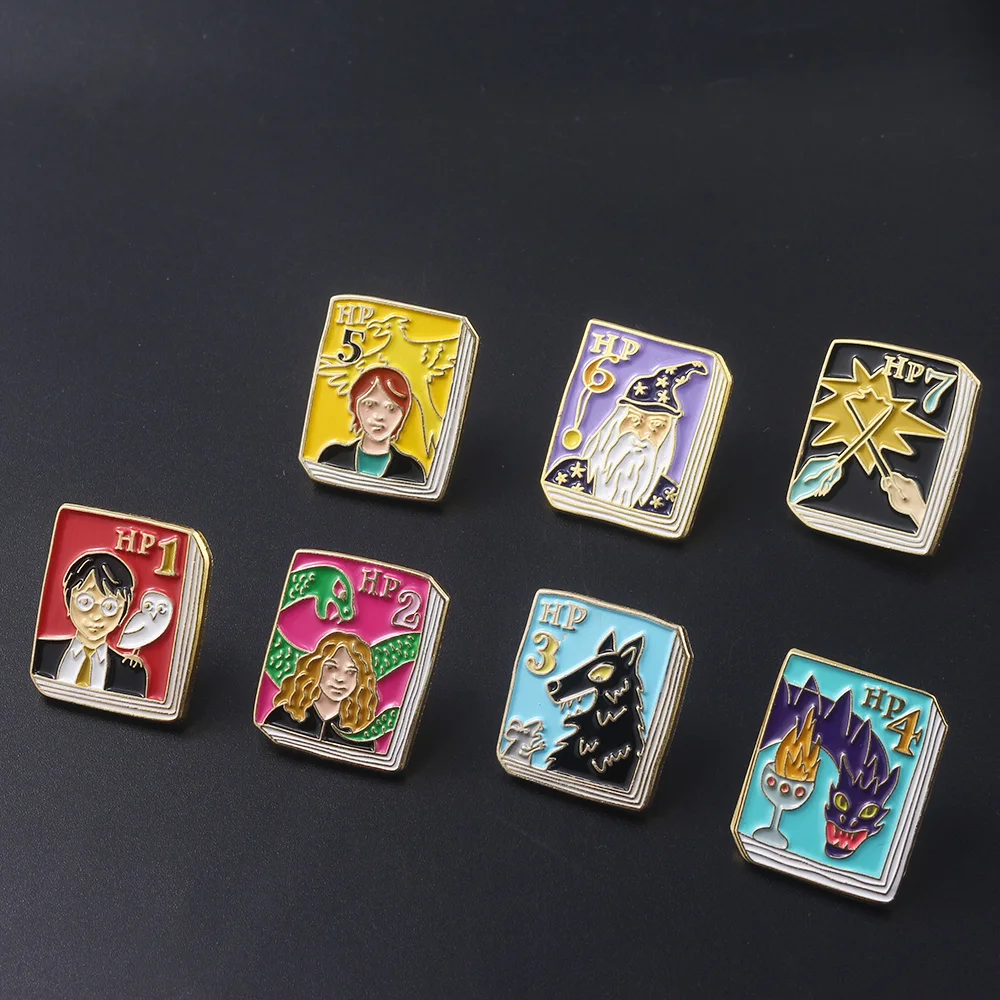 

SG HP 1-7 Kids Book Brooches Harri Wizard Medal Badge Pins Hogwarts 9 3/4 Potter Time Turner Golden Snitch Choker Gift Jewelry
