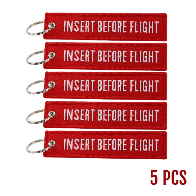 Fashion Jewelry Keychain for Motorcycles and Cars OEM Key Chains Red Embroidery Key Fobs INSERT BEFORE FLIGHT  Key Chain Tag (6)