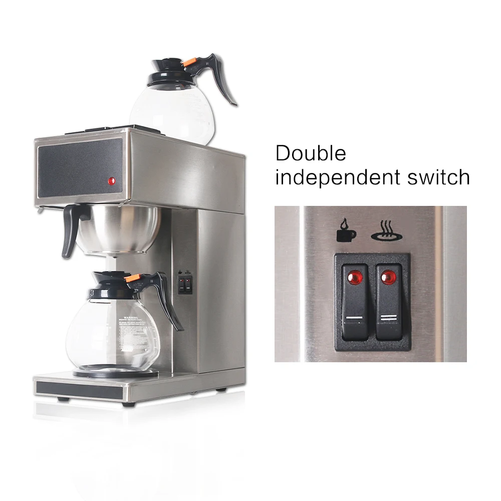 Автоматическая кофеварка, машина для дистилляции, американо, кофемашина для дома, Comercial, кофеварка с 2 шт, 1,8 л, кофейники