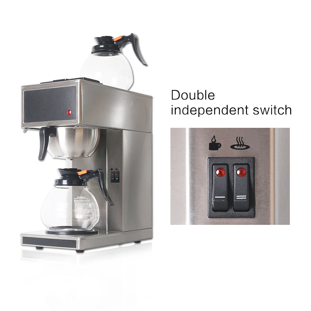 Automatic Coffee Maker Machine Distilling Americano Coffee Machine For Home Comercial Coffee Makers With 2 Pcs 1.8L Coffee Pots