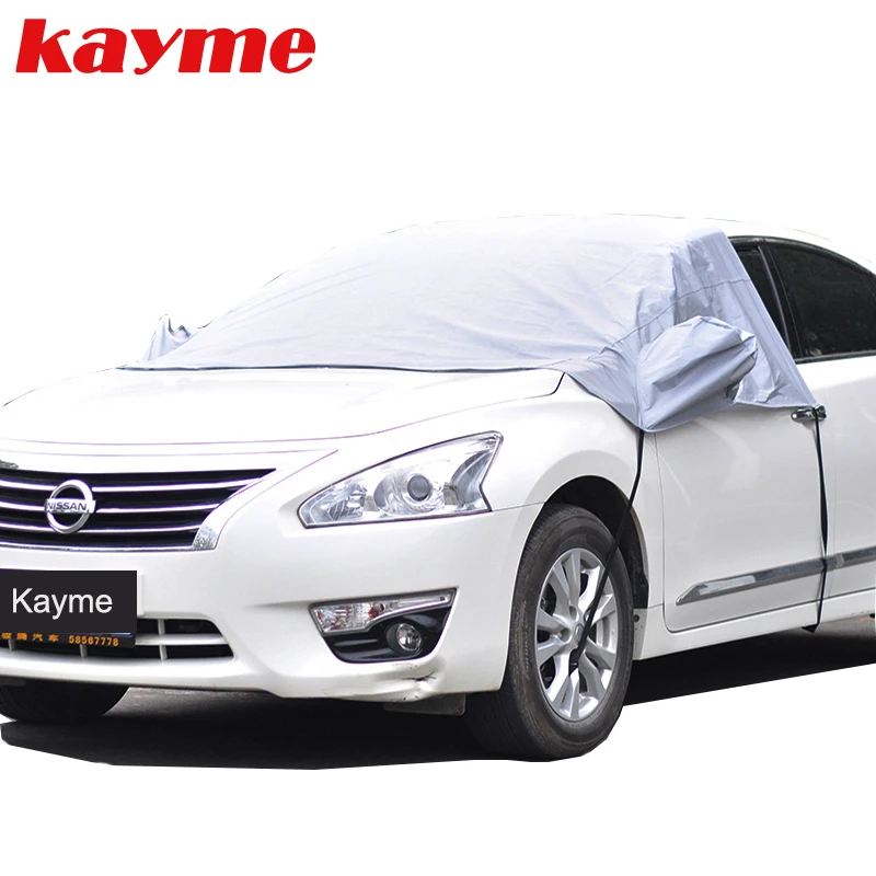

Kayme Universal Car Half Covers Sunshade Styling Foil Waterproof Thicken Car Snow Shield Anti-UV Snow Protection Covers For Cars