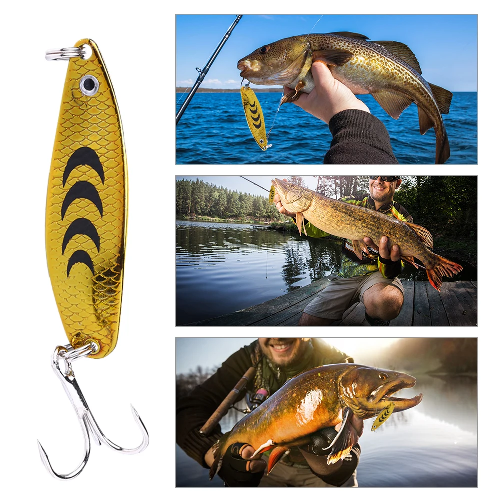

5pcs Fishing Spoons Trout Lures 5cm 6.8g Metal Spoon Lures with Treble Hook Fishing Artificial Lures Hard Baits Fishing Tackle