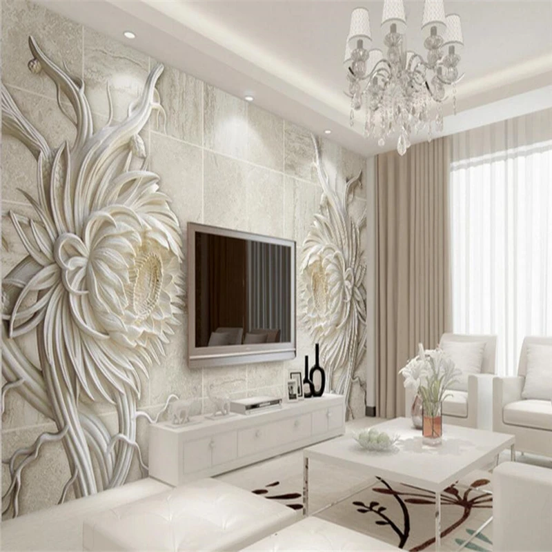 beibehang Custom Photo Wallpaper Sticker Relief Sandstone Texture Stone Carving Sunflower 3d 3D TV Wall papel de parede | Обустройство