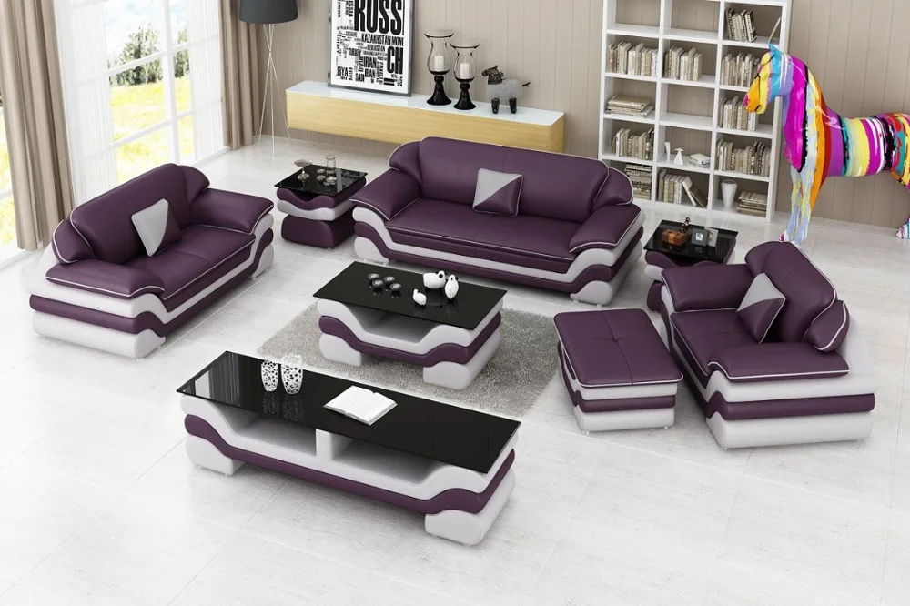 

Modern Popular Business Office Living Room Leather Sofa Set