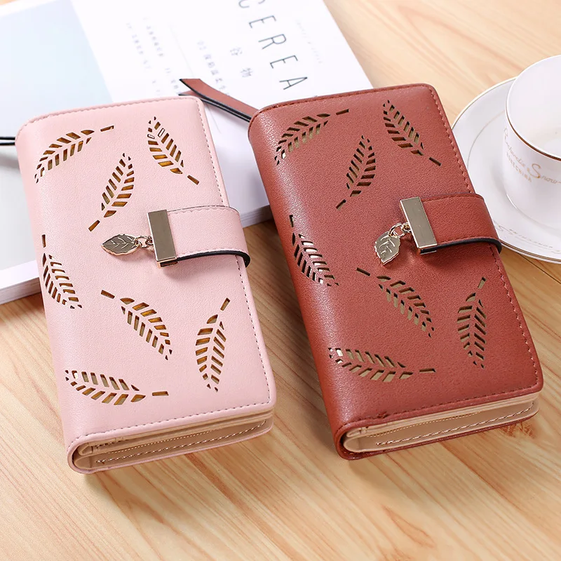 2018 Women Wallet Purse Female Long Wallet Gold Hollow Leaves Pouch Handbag for Women Coin Purse Card Holders Cartera Mujer 2018 Women Wallet Purse Female Long Wallet Gold Hollow Leaves Pouch Handbag for Women Coin Purse Card Holders Cartera Mujer