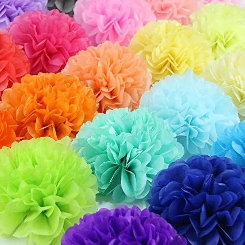 

6pcs/lot Mixed Colors Tissue Paper Pom-poms Flower Ball for Wedding and Party and Outdoor Decorate Baby Shower Birthday Decor