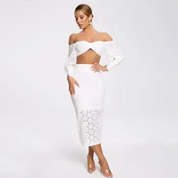 

Belly-baring Solid Floral Casual Suit