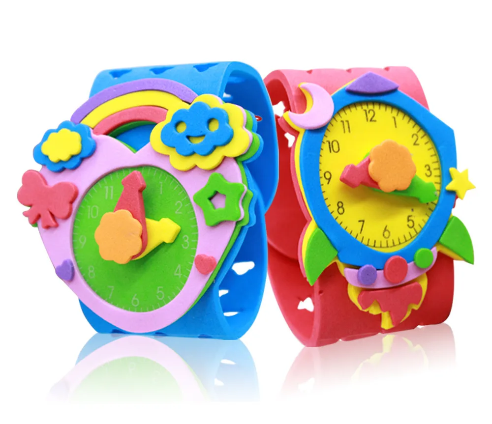  Happyxuan 12 Designs DIY 3D EVA Foam Craft Sticker Handmade Watch Clock Learning Kids Kindergarten  - 32966935081