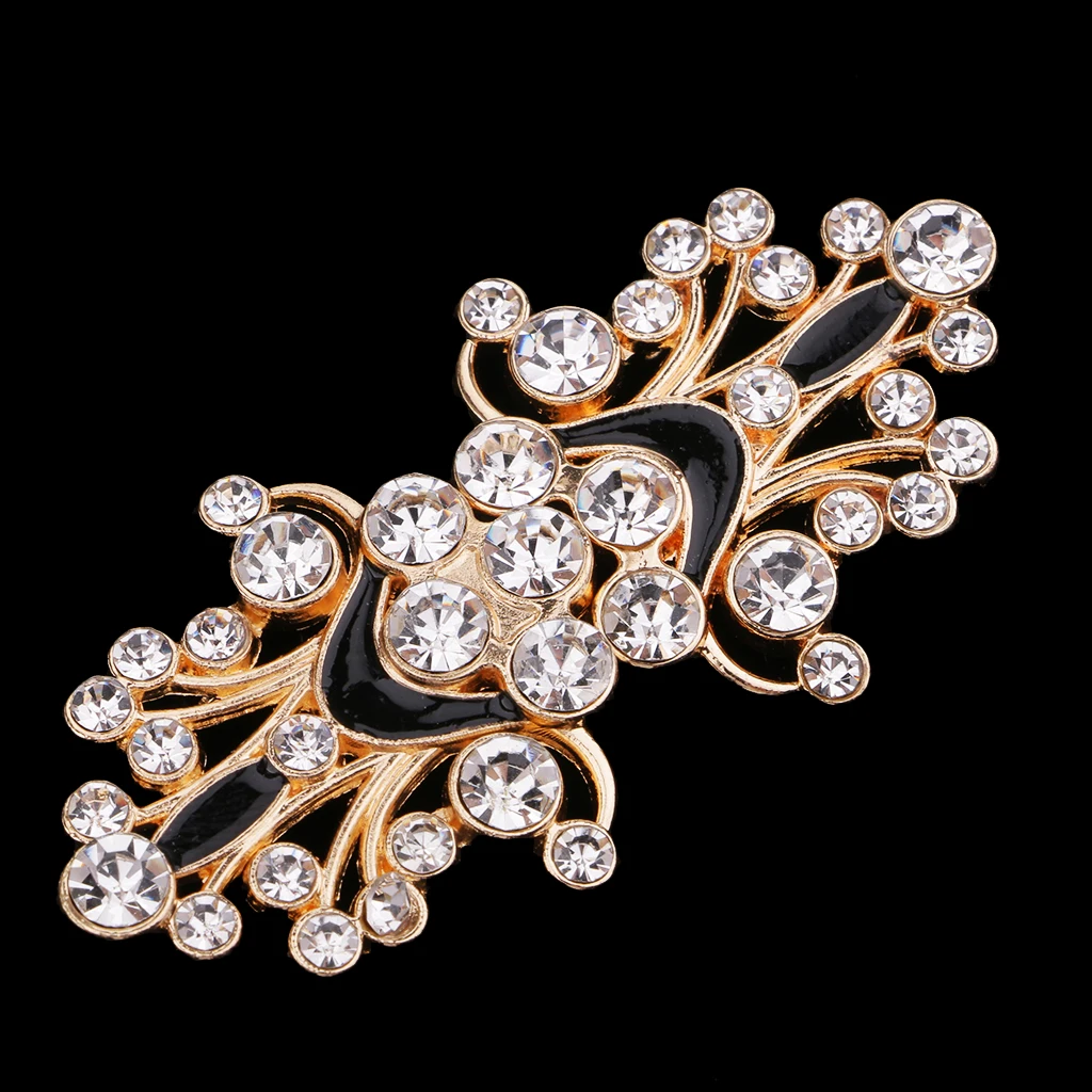 fityle 1 Pair Crafts Closure Clasps Button Flower Crystal Metal Hook Eyes Clasp Garment Fastener Sewing Supplies