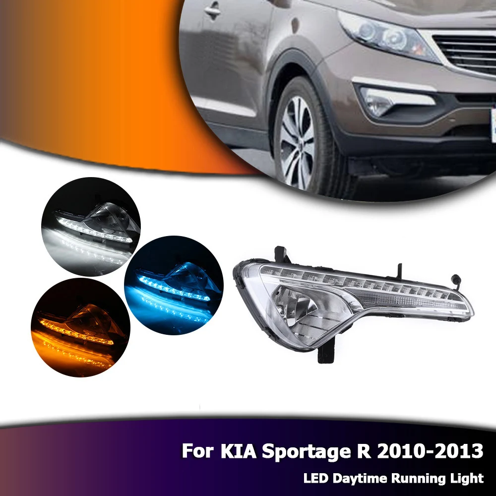 

For KIA Sportage R 2010-2013 Auto LED DRL White Daytime Running Light Driving Lamp Yellow Blue D35