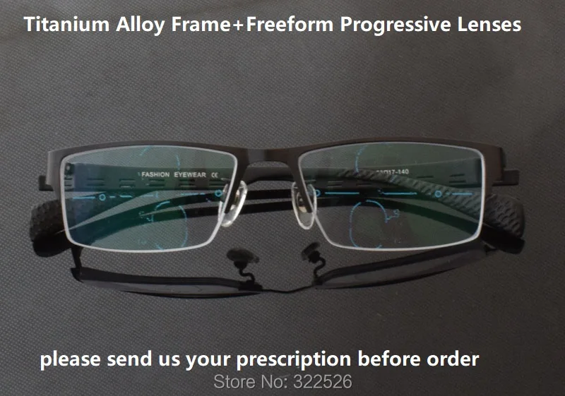 multi focal freeform progressive presbyopic glasses;light titanium
