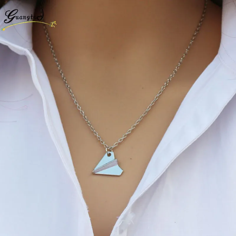 

Minimalist Paper Plane Pendant Necklace For Men Women Fashion Jewelry Dainty Airplane Clavicle Necklaces Collares One Direction