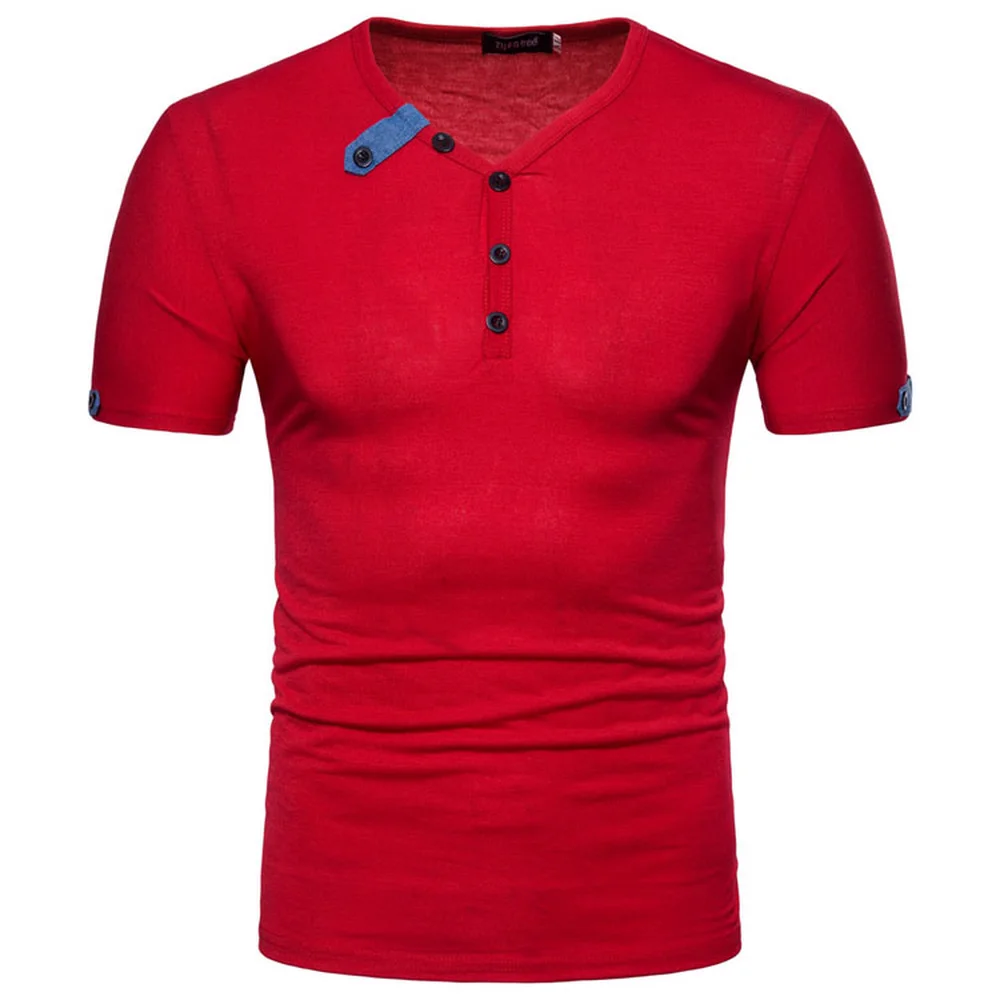 Мужские Повседневное Slim Fit шею на пуговицах короткий рукав Футболка F165 | Мужская