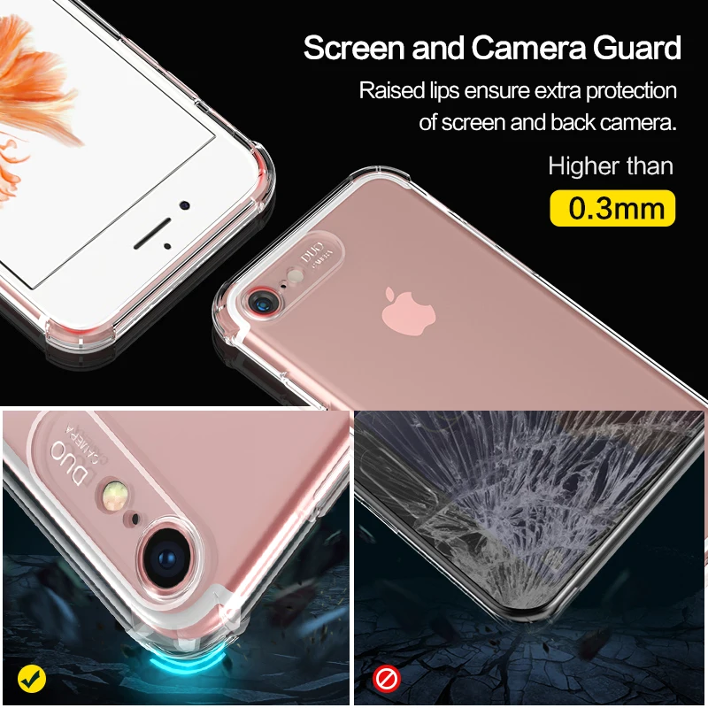 Противоударный прозрачный силиконовый чехол SmartDevil для IPhone X XS XR Max 8 7 6 6S Plus