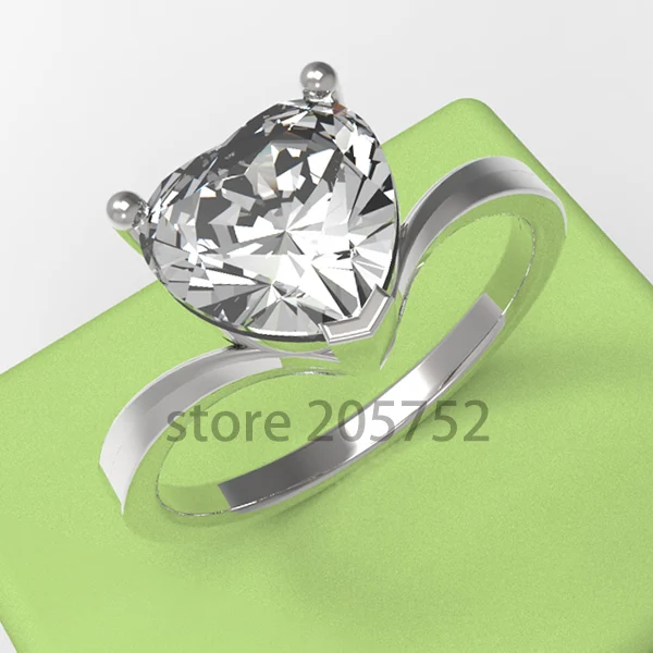 925 Sterling Silver Ring Finger Ring Heart Shape Wedding Ring Valentine's Day Gift Big Size