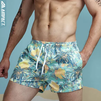 

Aimpact Breathable Men's Shorts Summer Elastic Waist Men's Board Shorts Leisure Pattern Print Beach Shorts for Men 2PF70