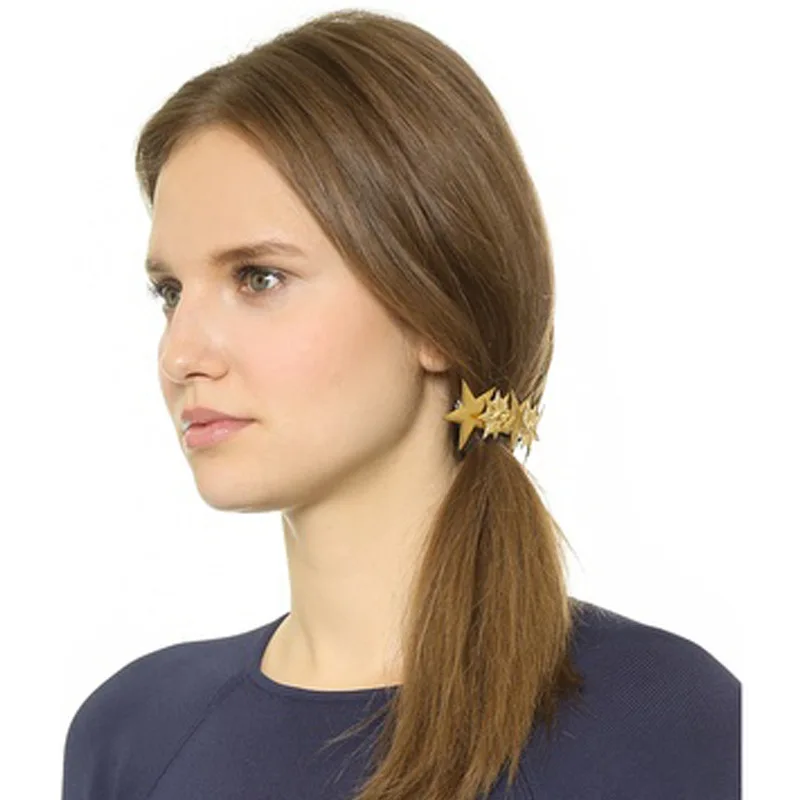 E coating alloy metal hair accessories with 5 pentagrams barrettes ponytail hair decoration ornaments