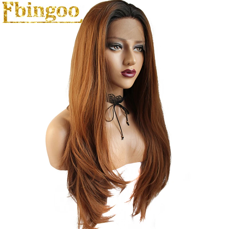 Ebingoo высокая температура волокно Peruca длинные натуральные волнистые волосы парики Черный Омбре коричневый синтетический парик для женщин