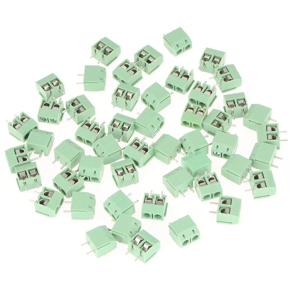 

50pcs/set 2 Pin 5mm Pitch Green PCB Universal Screw Terminal Block Connector 2PinTerminal Block Connector