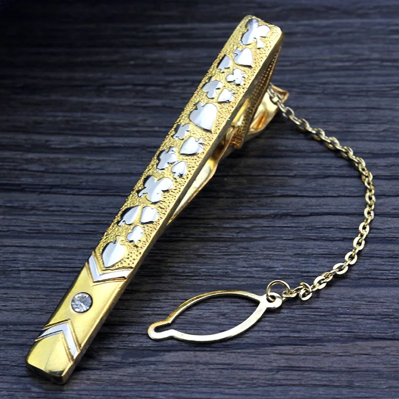 MMS Luxury Stainless Steel Tie Clip Poker Face Wedding Metal Tie Clips