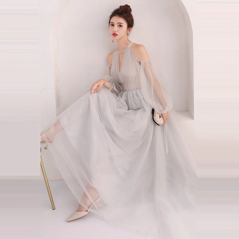It's Yiiya Evening Dresses Long Sleeve 2018 Gray Sexy Illusion Floor Length Tulle Fashion Evening Dress Party Gown LX916 It's Yiiya Evening Dresses Long Sleeve 2018 Gray Sexy Illusion Floor Length Tulle Fashion Evening Dress Party Gown LX916