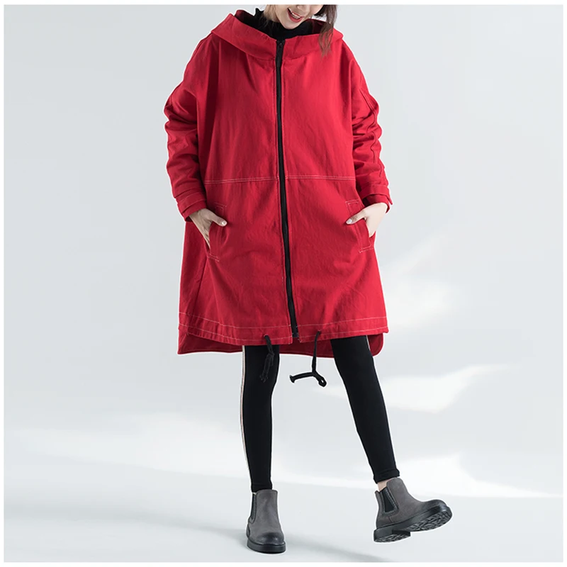 Autumn Oversized Hooded Jacket Female Long Plus Size Windbreaker Harajuku Jacket Hip Hop Funny Women Coats And Jackets