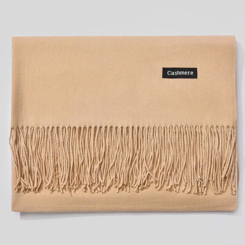 250g Large Soft Silky Pashmina Shawl Wrap Scarf in Solid Color Pure Winter Warm Wool Cashmere Ladies Spring Scarves for Woman 4
