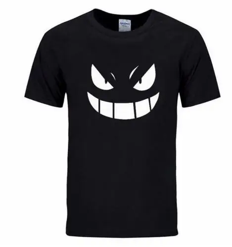 Летняя уличная футболка с покемоном ММА Pocket Monster, мужская повседневная футболка в стиле хип-хоп с коротким рукавом, мужские футболки с персонажами из аниме Gengar - Цвет: black white