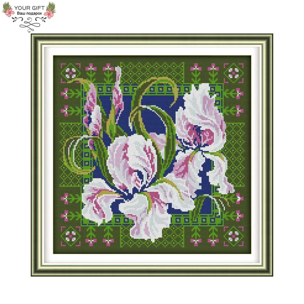 

Joy Sunday H656(8) 14CT 11CT Counted and Stamped Home Decor Orchids Flowers Needlepoint Needlework Embroidery Cross Stitch kits