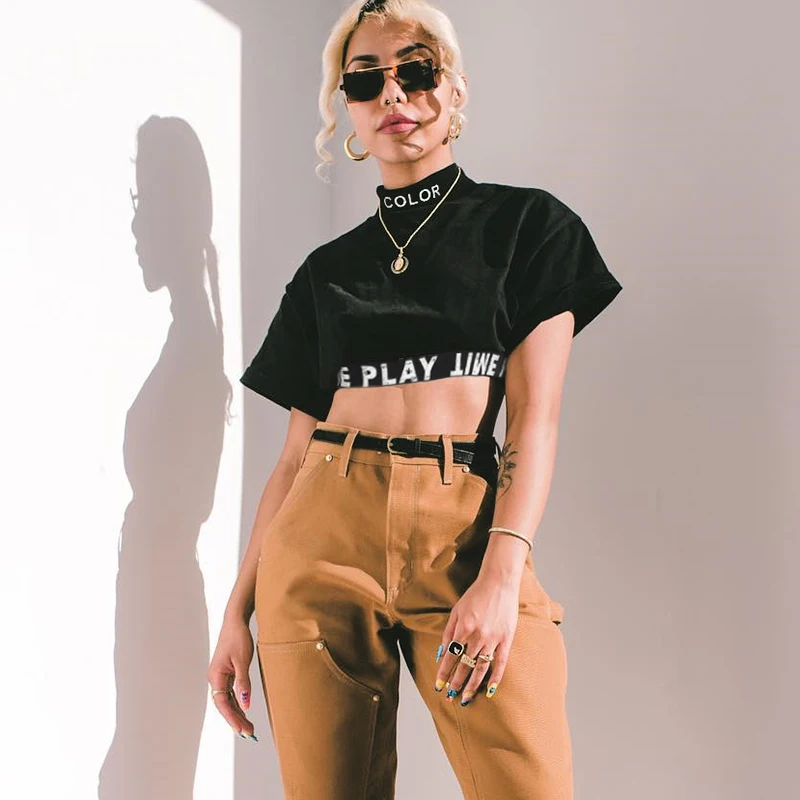 Darlingaga القطن الياقة المدورة قميص أسود النساء قصيرة الأكمام المحاصيل قمم المحملات إلكتروني طباعة مرونة الخصر t قميص اقتصاص الأزياء Darlingaga القطن الياقة المدورة قميص أسود النساء قصيرة الأكمام المحاصيل قمم المحملات إلكتروني طباعة مرونة الخصر t قميص اقتصاص الأزياء