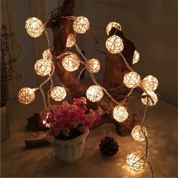 

3.5M 20Leds Rattan Ball LED String Light 3 AA Battery Powered Warm White Fairy Lights For Party Xmas Decration Wholesale 100pcs