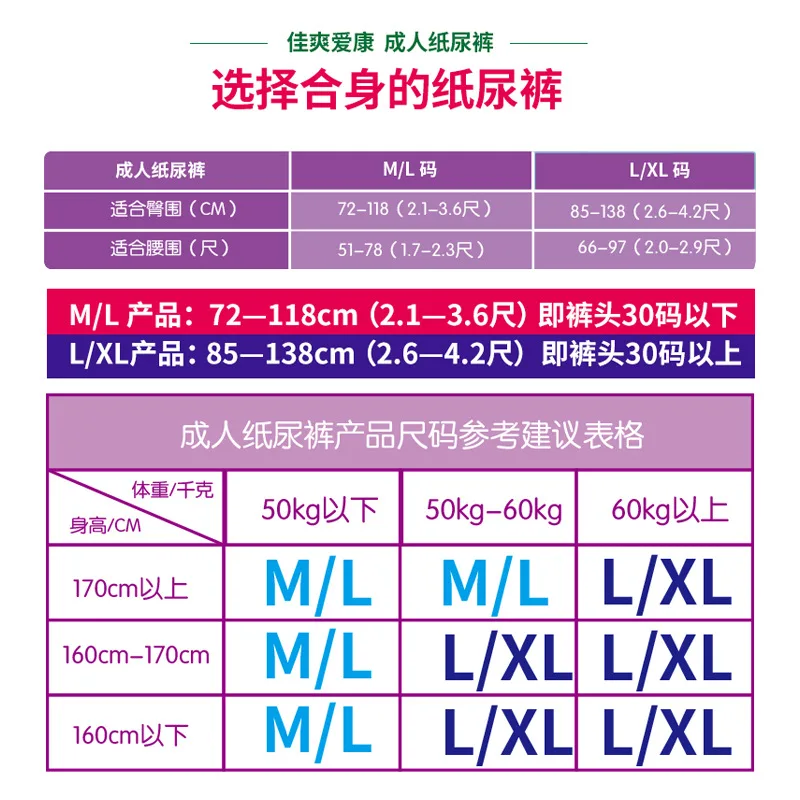 Adult Diaper 1PCS M XL code old diaper Three dimensional leakproof double layer cotton core Healthy 2