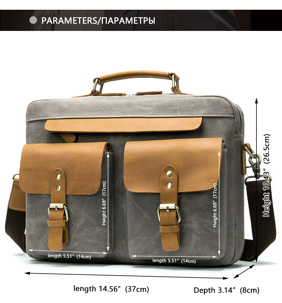 2 canvas men's briefcase bag office laptop bag mens briefcase messenger bags for men business men's 13.3' computer bags