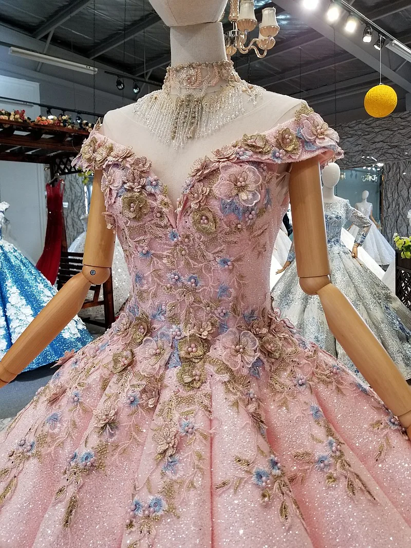 LS124100 Розовое Бальное Платье свадебное вечернее платье с открытыми плечами красивые вечерние платья с кристаллами ожерелье кривая Форма платье для выпускного вечера