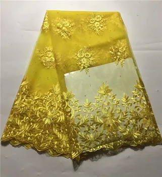 

2019 New Style Embroidery French Net Lace Fabric High Quality Mint Green African Tulle Mesh Lace With Beads For Lady Dress(JY-2