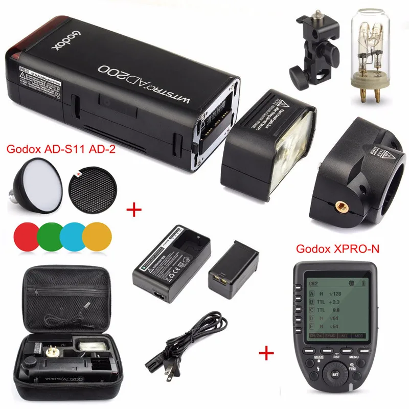 Godox AD200 200Ws 2,4G ttl вспышка стробоскоп 1/8000 HSS с аккумулятором 2900 мАч и голой лампочкой/Вспышка Speedlite для камеры Nikon sony - Цвет: Add as picture