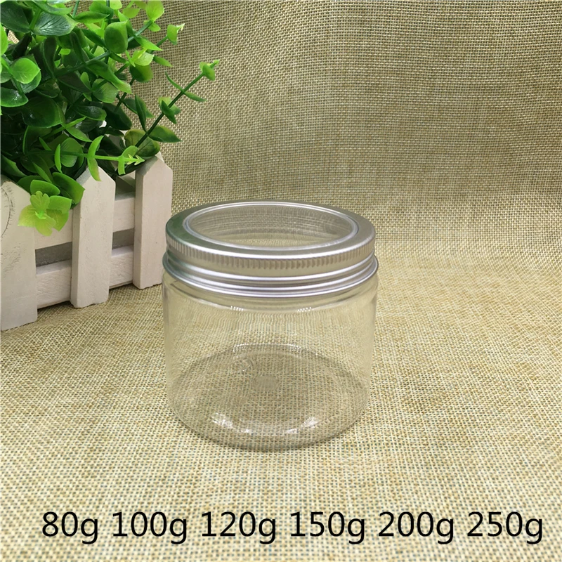 

20 pcs Free Shipping 50 100 150 200 g/ml Empty Transparent Plastic Bottles With Window Butter Spice Sample Packaging Containers