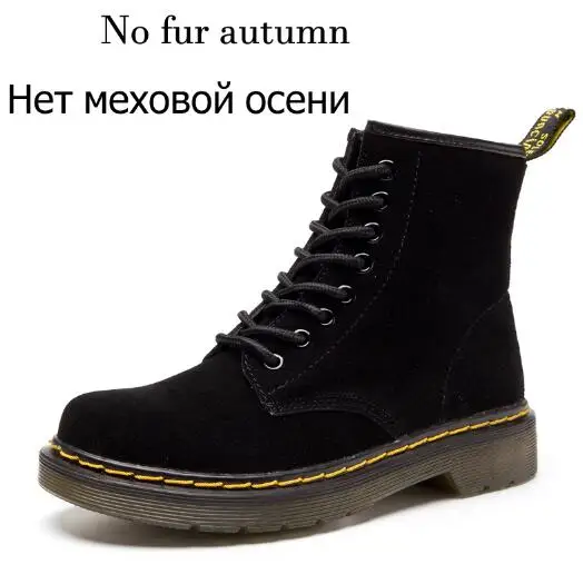 Женские ботинки; doc martins; коллекция года; винтажные классические ботинки martin в британском стиле из коровьей замши; женские мотоциклетные ботинки на толстом каблуке - Цвет: black No Plush