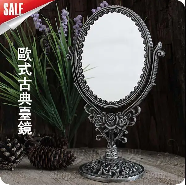 

double face Magnify imaging desktop makeup mirror with frame decorative table mirrors wedding decorative HZJ011