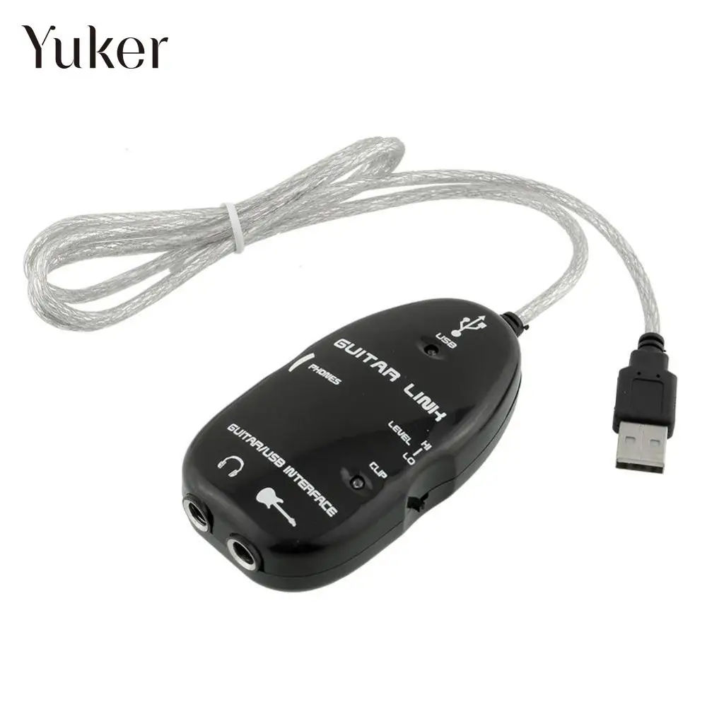 Yuker высокое качество Электрический гитара для USB-интерфейса ссылка аудио кабель адаптер черный для PC запись mp3 на CD 16-бит 44.1/48 кГц Yuker высокое качество Электрический гитара для USB-интерфейса ссылка аудио кабель адаптер черный для PC запись mp3 на CD 16-бит 44.1/48 кГц