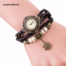 Susenstone Women Quartz-Watch Fashion Women Watches Weave Around Women Snowflake Bracelet Watch Clock Relogio Feminino kol saati