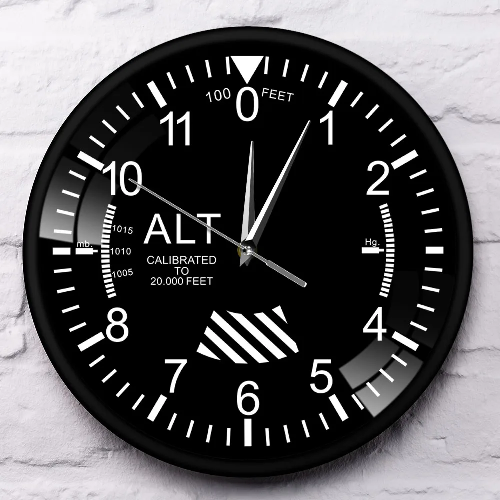 Classic Altimeter Round Wall Clock Modern Altimeter Instrument Style Wall Clock Pilot Air Plane Altitude Measurement Home Decor Just6F