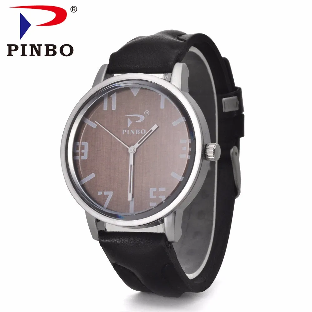 Fashion Brand PINBO Leather Strap Unisex Watches Men Quartz Women Dress
