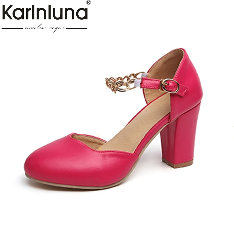 

Karinluna 2018 Plus Size 30-50 Dropship Summer Sandals Shoes Women Fashion High Heels OL Ankle-strap Sandal Woman